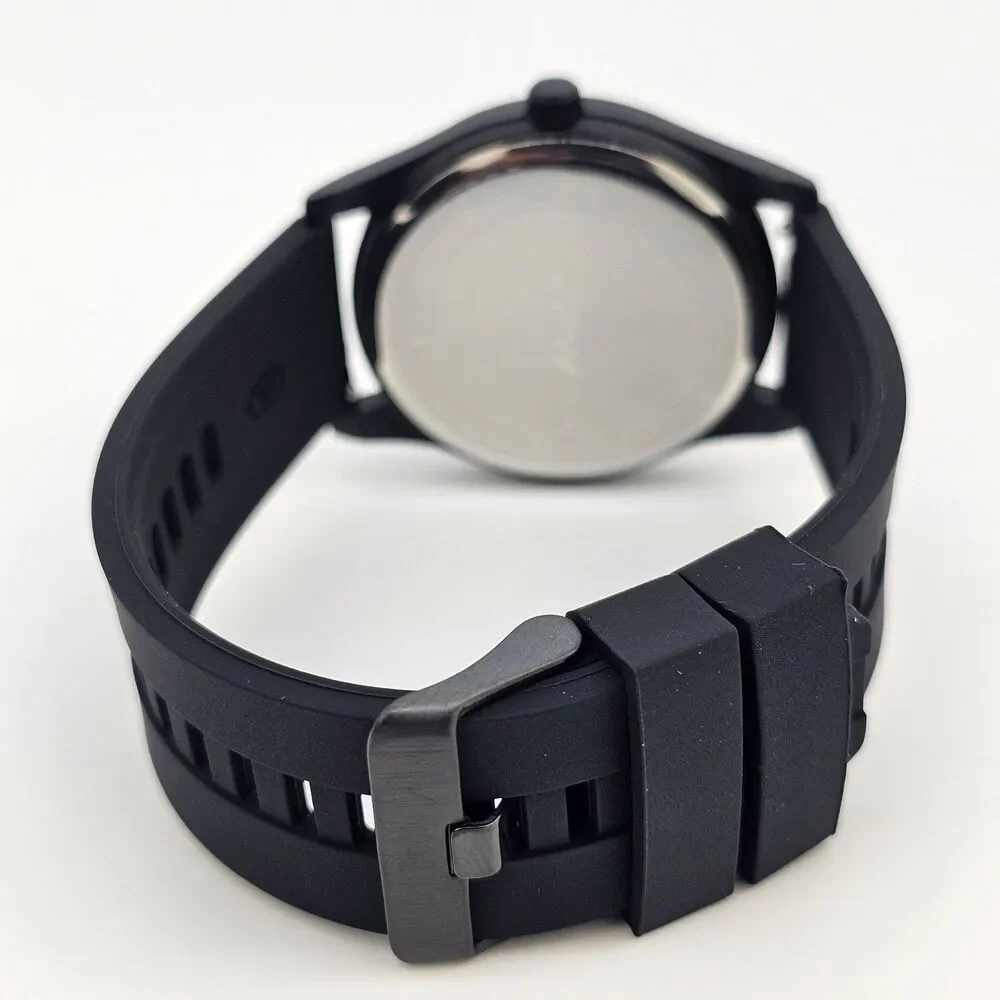 Men's Military Field Watch 42MM Black Case Black‎ Dial Black Plastic Band Straps